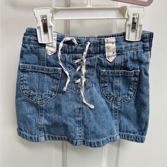 Koala Kids 3T Girls Blue Denim Drawstring Skort with Pockets and Floral Pattern - Picture 1 of 7